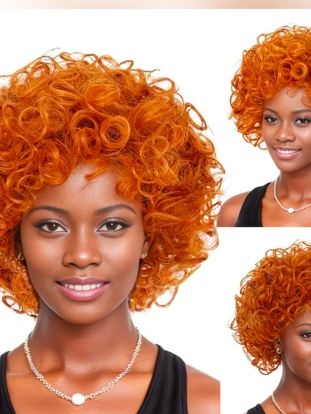 12 Inch Tangerine Curly Bang Synthetic Hair Wig For Cosplay